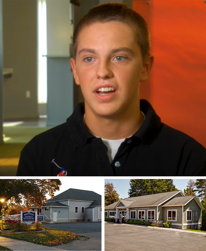 A boy is smiling while talking about his experience with a SureSmile braces