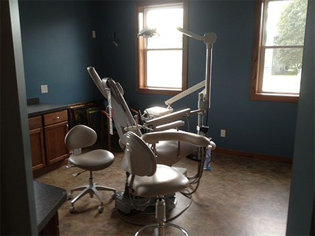 Dental cabinet with dental chair and equipment